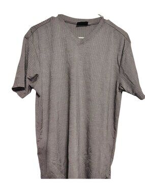Positano Large Gray V-Neck, Pullover T-Shirt, Ribbed Nylon Blend Short Sleeve